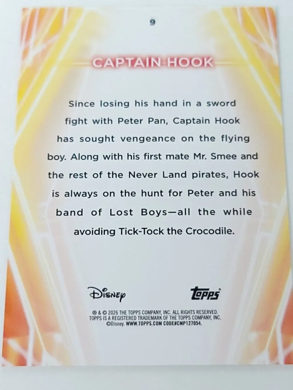 Captain Hook Topps 2026 Disney Neon Holo Parallel Refractor Limited 109/199 - Picture 4 of 4